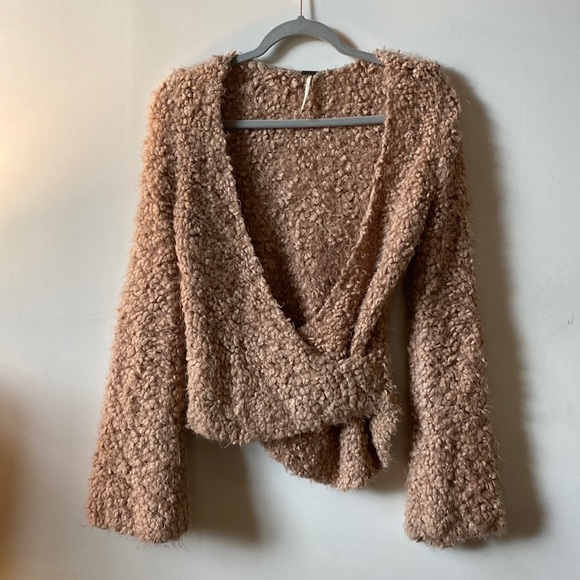 Free People Sweaters - Free People Long Sleeve Tan Overlay Sweater Size S